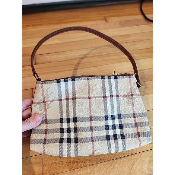 BURBERRY Nova Check Accessory Pouch PVC Beige Gold Wristlet - Picture 3 of 5